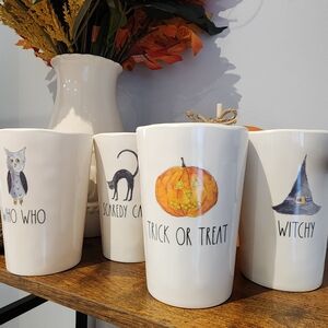 Rae Dunn Magenta Halloween Cup Set